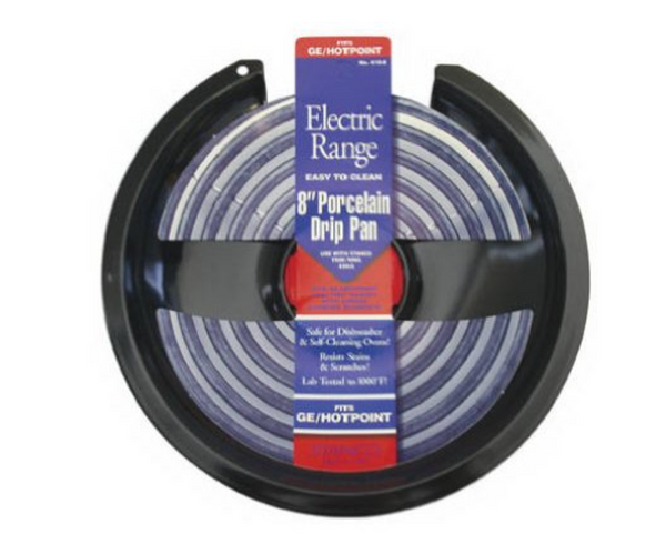 Electric Range Drip Pan, Hinged Element, Non-stick Porcelain, 6-in.