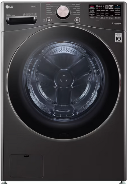 LG TurboWash 360 4.5-cu ft High Efficiency Stackable Steam Cycle Smart Front-Load Washer (Black Steel) ENERGY STAR