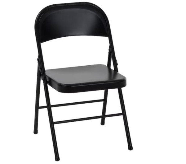 Cosco Black Standard Folding Chair with Solid Seat (Indoor)