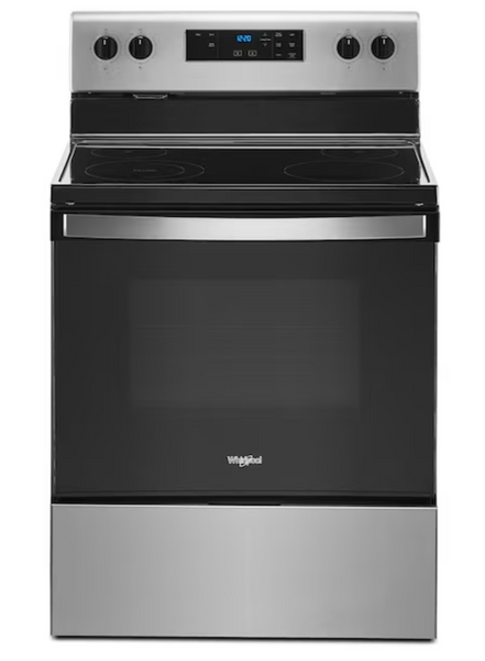 Whirlpool 30-in Smooth Surface 4 Elements 5.3-cu ft Freestanding Electric Range (Stainless Steel)