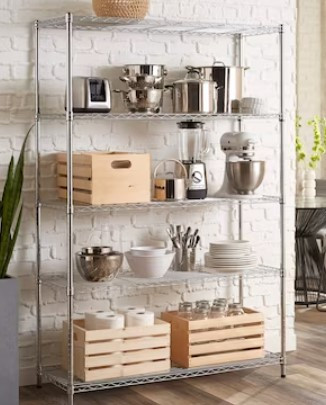 Style Selections 14-in D x 35.7-in W x 53-in H 4-Tier Steel Utility Shelving Unit