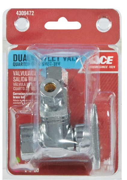 Ace FIP Compression Brass Dual Shut-Off Valve