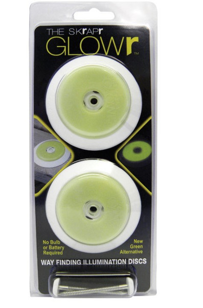 The Skrapr Glowr 2-1/2 in. Reflective Green Plastic Screw-On Marker Discs 2 pc The Skrapr Glowr 2-1/2 in. Reflective Green Plastic Screw-On Marker Discs 2 pc