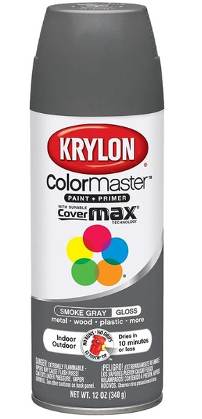 Krylon ColorMaster Paint + Primer, Gloss, Smoke Gray, 12 oz. Krylon ColorMaster Paint + Primer, Gloss, Smoke Gray, 12 oz.