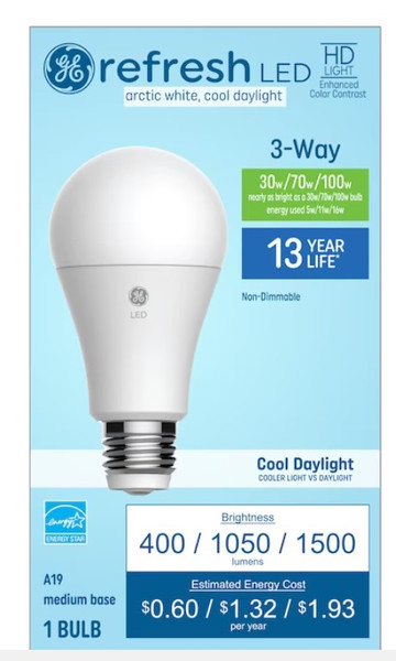 GE Cool Daylight 16-Watt EQ A19 Daylight Medium Base (E-26) LED Light Bulb