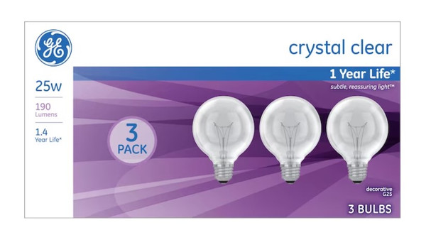 GE Classic G25 Soft White Medium Dimmable Incandescent Light Bulb (3-Pack)