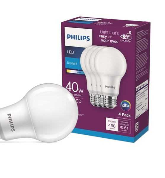 Philips A19 E26 (Medium) LED Bulb Daylight 40 Watt
