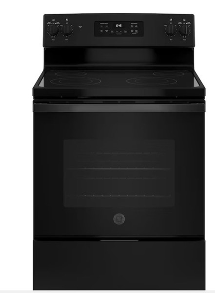 GE 30-in Smooth Surface 4 Elements 5.3-cu ft Self-Cleaning Freestanding Electric Range (Black)