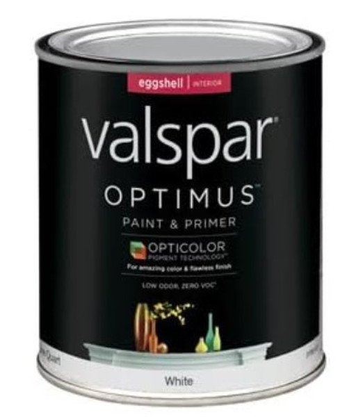 Valspar Optimus Eggshell Basic White Paint and Primer 1 qt Valspar Optimus Eggshell Basic White Paint and Primer 1 qt