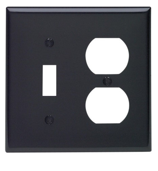 Leviton Black 2 gang Nylon Duplex/Toggle Wall Plate 1 pk Leviton Black 2 gang Nylon Duplex/Toggle Wall Plate 1 pk