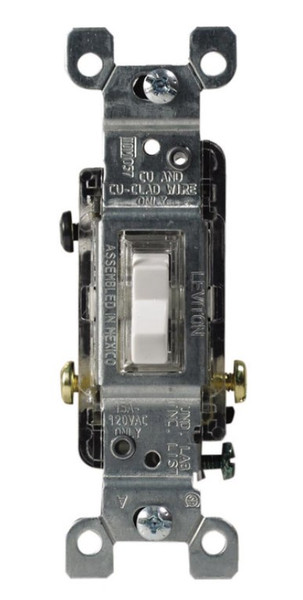 Leviton Illuminated 15 amps Three Pole Toggle Switch White 1 pk Leviton Illuminated 15 amps Three Pole Toggle Switch White 1 pk
