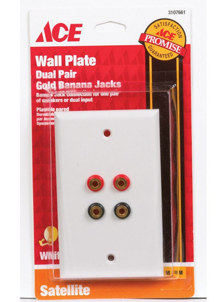Ace White 1 gang Plastic Home Theater Wall Plate 1 pk Ace White 1 gang Plastic Home Theater Wall Plate 1 pk
