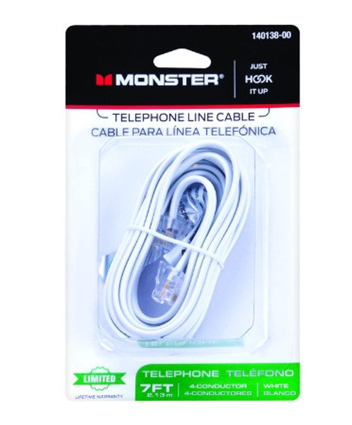 Monster Just Hook It Up 7 ft. L White Modular Telephone Line Cable