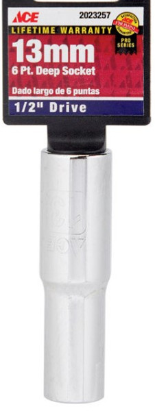 Ace 13 MM 1/2 in. drive Metric 6 Point Socket Ace 13 MM 1/2 in. drive Metric 6 Point Socket