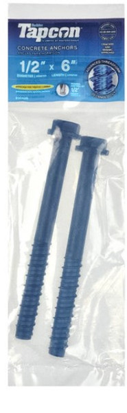Tapcon 1/2 in. D X 6 in. L Steel Hex Head Concrete Screw Anchor 2 pk