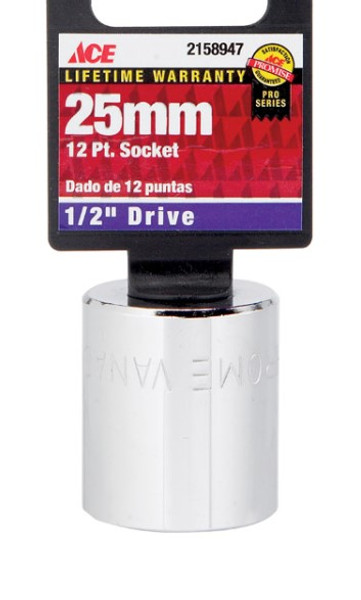 Ace 25mm 1/2 in. drive Metric 12 Point Socket Ace 25mm 1/2 in. drive Metric 12 Point Socket