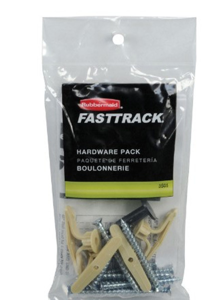 Rubbermaid FastTrack 3.3 in. W X 1 in. D Silver Steel Rail Hardware Pack Rubbermaid FastTrack 3.3 in. W X 1 in. D Silver Steel Rail Hardware Pack