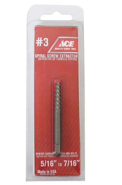 Ace 2 1/4 in. X 5/16 in. D High Carbon Steel Spiral Spiral Screw Extractor 4 in. 1 p Ace 2 1/4 in. X 5/16 in. D High Carbon Steel Spiral Spiral Screw Extractor 4 in. 1 p