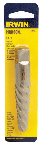 Irwin Hanson 17/32" Spiral Screw Extractor - Carbon Steel Broken Bolt Remover (7" Length) - Left-Hand Spiral Design for Stuck/Stripped Fasteners - Industrial Grade Extraction Tool