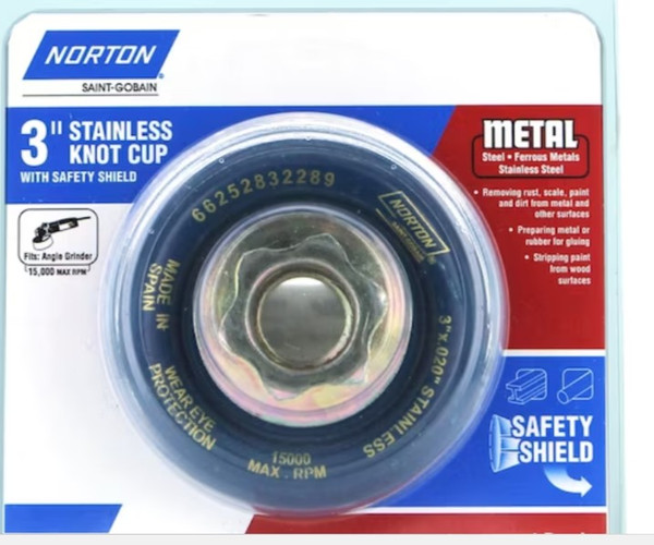 Norton 3" Coarse Knot Cup Wheel for Angle Grinder – Heavy-Duty Rust, Scale & Paint Removal | High-Impact Cleaning & Surface Prep Tool Norton 3" Coarse Knot Cup Wheel for Angle Grinder – Heavy-Duty Rust, Scale & Paint Removal | High-Impact Cleaning & Surface Prep Tool