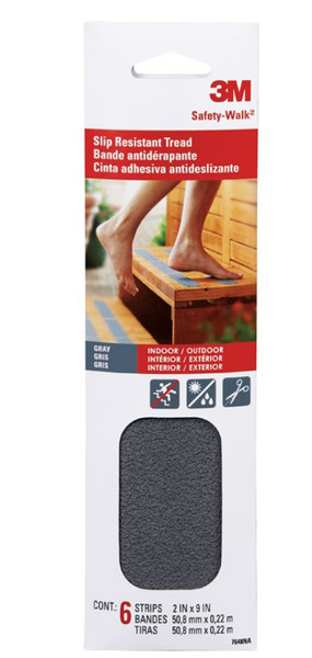 3M Safety-Walk Gray Anti-Slip Tape 2 in. W X 9 in. L 6 pk