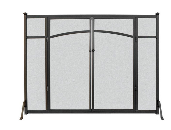 Panacea Black/Gray Matte Metal Fireplace Screen with Doors Panacea Black/Gray Matte Metal Fireplace Screen with Doors