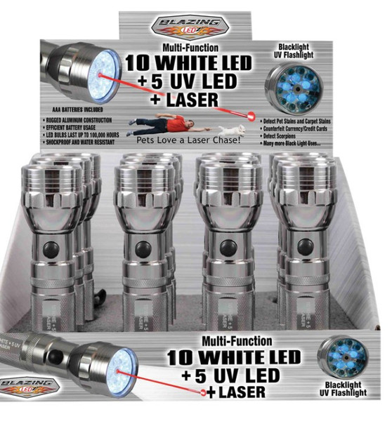 Blazing LEDz Multi-Function 91 lm Silver LED Flashlight AAA Battery Blazing LEDz Multi-Function 91 lm Silver LED Flashlight AAA Battery