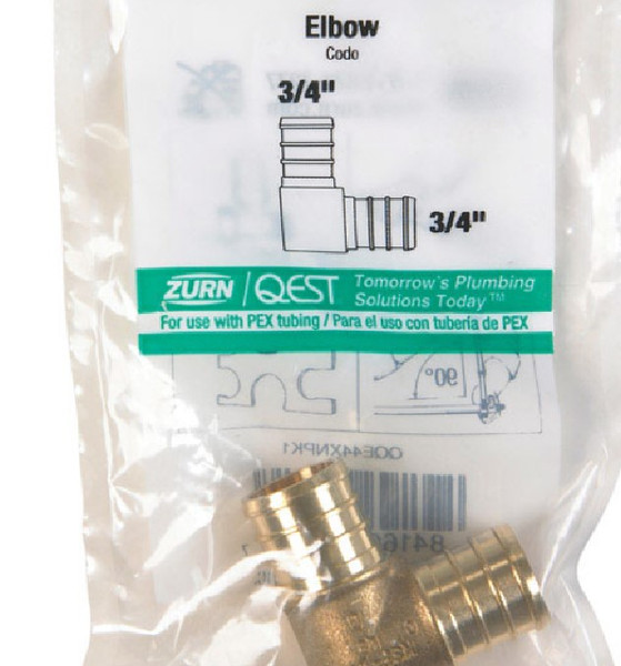 Zurn 3/4 in. Barb X 3/4 in. D Barb Brass 90 Degree Elbow