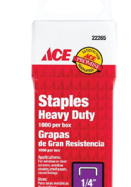 Ace 1/4 in. L Wide Crown Heavy Duty Staples 1000 pk Ace 1/4 in. L Wide Crown Heavy Duty Staples 1000 pk
