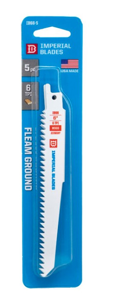 Imperial Blades 6 in. High Carbon Steel Reciprocating Saw Blade 6 TPI 5 pk Imperial Blades 6 in. High Carbon Steel Reciprocating Saw Blade 6 TPI 5 pk