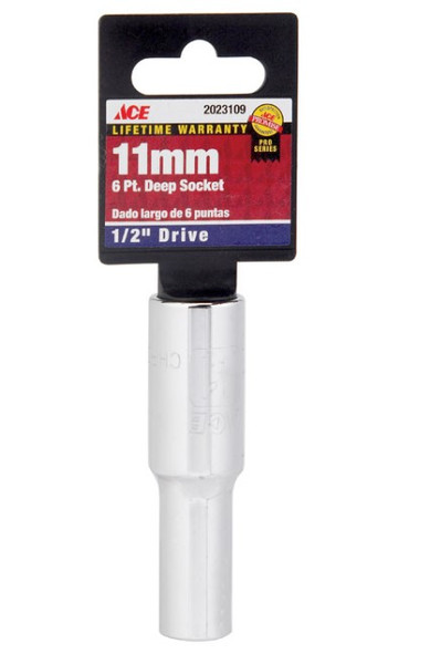 Ace 1/2 in. drive Metric 6 Point Socket 11mm Ace 1/2 in. drive Metric 6 Point Socket 11mm