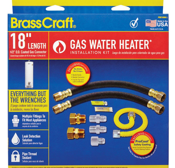 BrassCraft ProCoat 3/4 in. FIP X 3/4 in. D MIP 15 ft. Stainless Steel Installation Kit