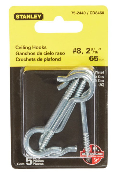National Hardware Jumbo Zinc-Plated Silver Steel 2-9/16 in. L Hook 40 lb 5 pk National Hardware Jumbo Zinc-Plated Silver Steel 2-9/16 in. L Hook 40 lb 5 pk