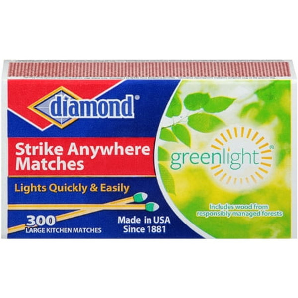 Diamond® Greenlight® Strike Anywhere Matches 300 ct Box Diamond® Greenlight® Strike Anywhere Matches 300 ct Box