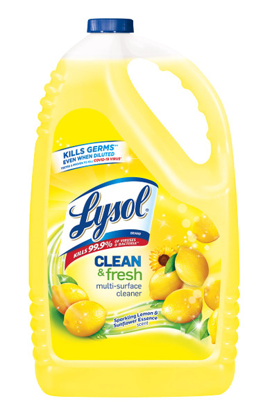 Lysol Multi-Surface Cleaner, Sanitizing and Disinfecting Pour, to Clean and Deodorize, Sparkling Lemon and Sunflower Essence, 144 Fl Oz Lysol Multi-Surface Cleaner, Sanitizing and Disinfecting Pour, to Clean and Deodorize, Sparkling Lemon and Sunflower Essence, 144 Fl Oz