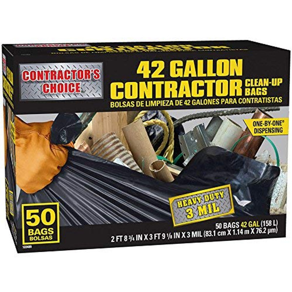 Contractor's Choice 50-Count 42-Gallon Outdoor Construction Trash Bags Contractor's Choice 50-Count 42-Gallon Outdoor Construction Trash Bags