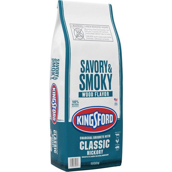 Kingsford 32079 Original Charcoal Briquettes with Hickory, 8 lb, Black