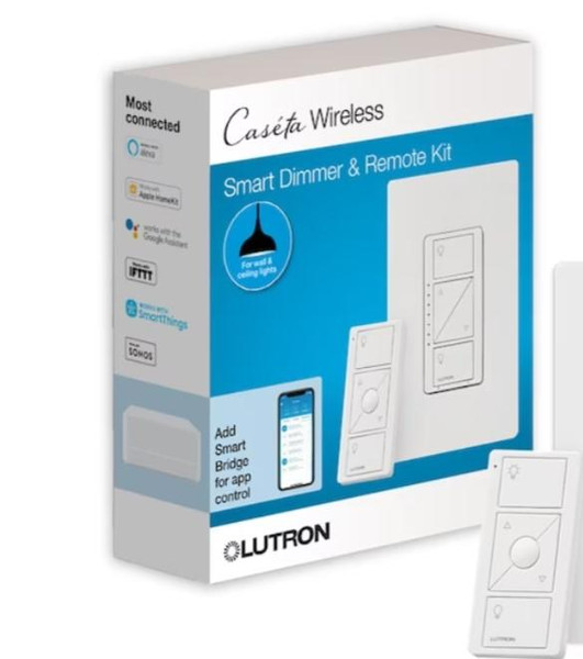 Lutron Caseta Smart Lighting Single-pole/3-way Smart with LED Touch Light Dimmer Kit with Wall Plate, White Lutron Caseta Smart Lighting Single-pole/3-way Smart with LED Touch Light Dimmer Kit with Wall Plate, White