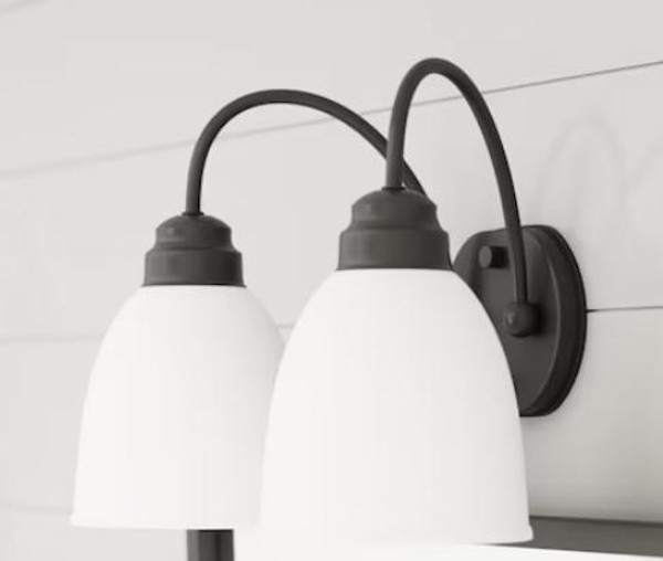 Project Source Wynfield 12.32-in 2-Light Matte Black Traditional Vanity Light