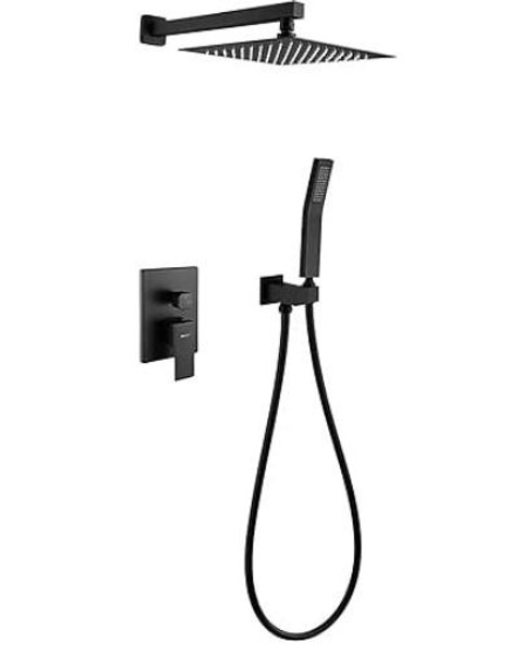 Black Diverter Complete Shower System with Rough-in Valve Matte Black