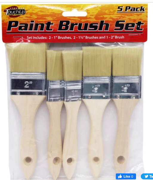 5 Pack Wood Handle Paint Brush Set 5 Pack Wood Handle Paint Brush Set
