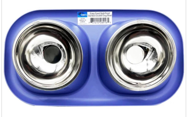 Easy Feed Spill-Proof Slanted Double Dog Bowl