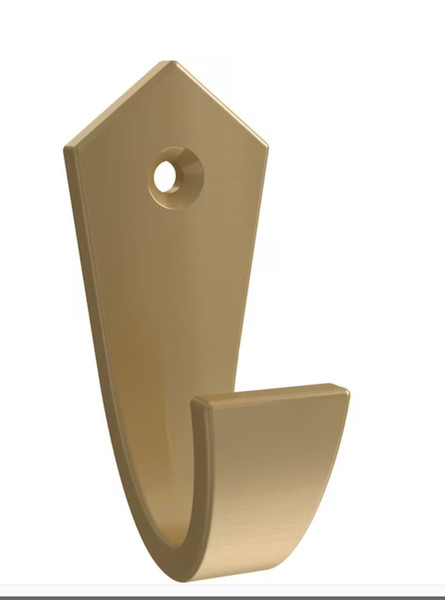 Brainerd 1-Hook 1.17-in x 2.7-in H Painted Brushed Brass Decorative Wall Hook (35-lb Capacity)