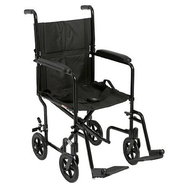 Lightweight Transport Wheelchair, 19" Seat, Black