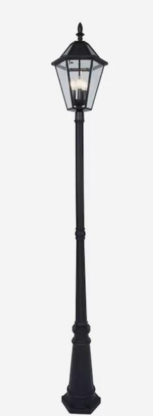 Harbor Breeze Large Solar Lamp Post 89-in H Black Solar LED Post Light