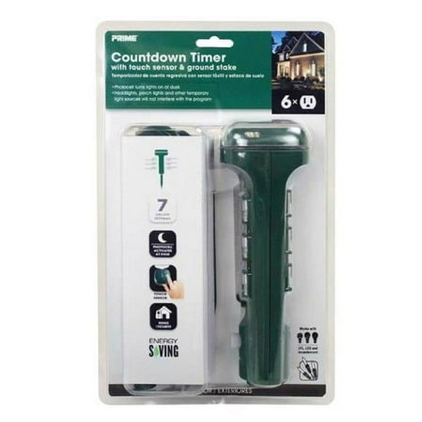 Prime Wire & Cable 3009842 6 ft. Outdoor 6 Outlet Photocell 125V Power Stake Timer  Green Prime Wire & Cable 3009842 6 ft. Outdoor 6 Outlet Photocell 125V Power Stake Timer  Green