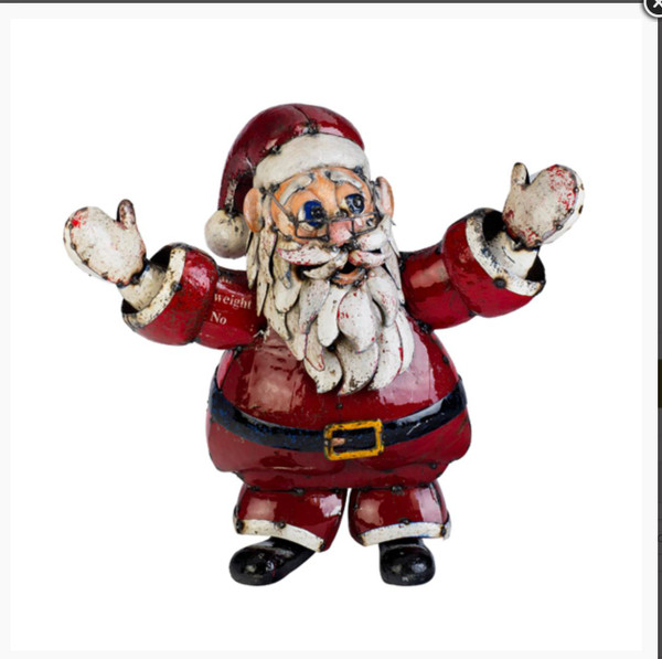 Handcrafted Recycled Medium St. Nick Set ― 30″ Garden Santa Decoration for Christmas Wonderland