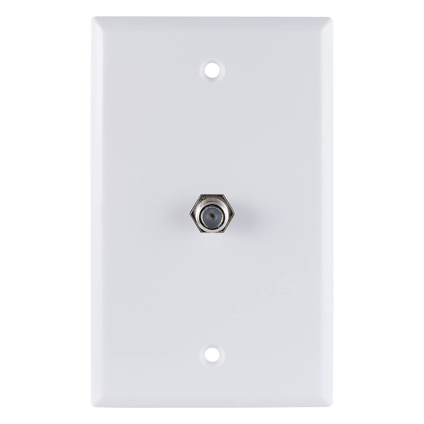 UltraPro 1-Port TV Coaxial Cable Wall Plate, White, 1 Pack, Single Gang F-Type Connector, in-Wall, 52168