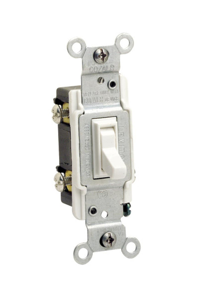 Leviton 2653-2W 15 Amp, 120 Volt, Toggle Co/Alr 3-Way AC Quiet Switch, Residential Grade, Grounding, White Leviton 2653-2W 15 Amp, 120 Volt, Toggle Co/Alr 3-Way AC Quiet Switch, Residential Grade, Grounding, White