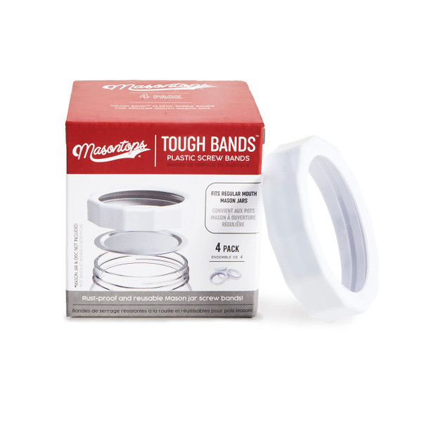 Masontops Tough Band - Regular Mouth Mason Jar Screw Bands - Quality Plastic Replacement Ring Seals & Jar Covers29 Masontops Tough Band - Regular Mouth Mason Jar Screw Bands - Quality Plastic Replacement Ring Seals & Jar Covers29